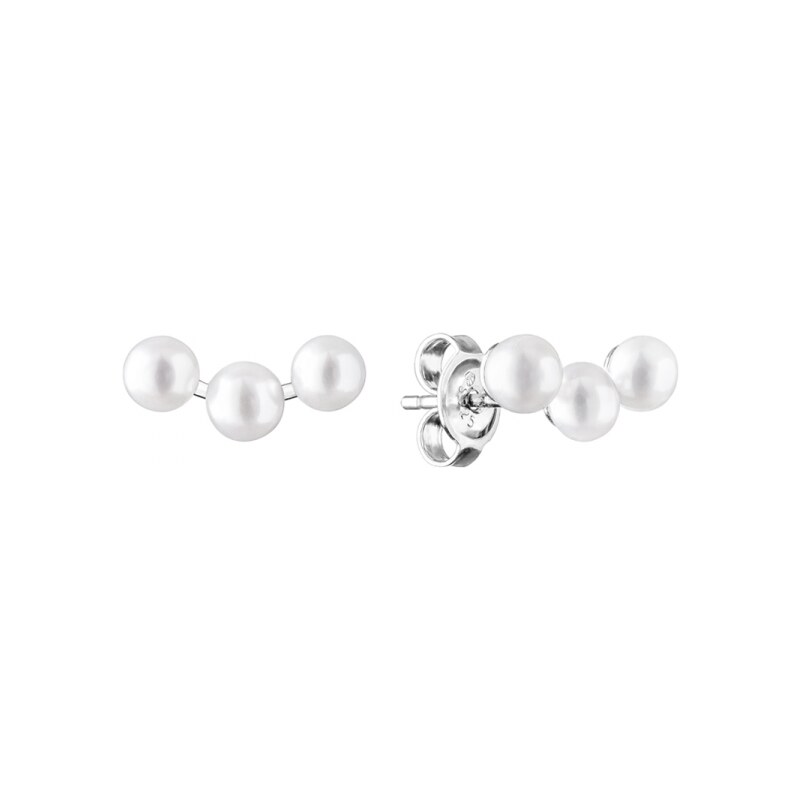 Gaura Pearls Stříbrné náušnice s bílou řiční perlou Emma, stříbro 925 63438551