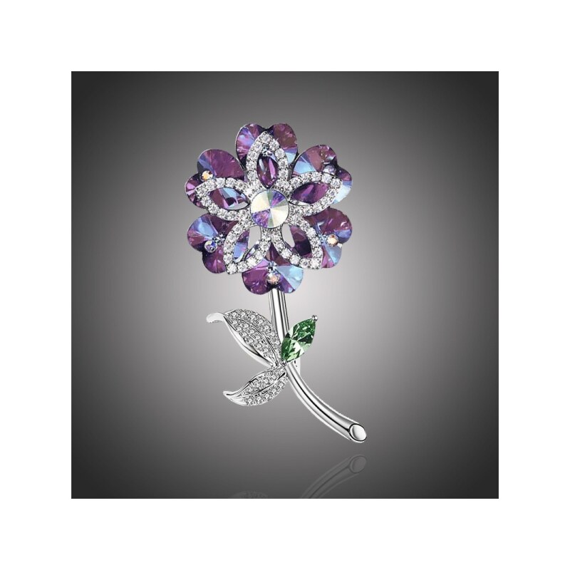 Éternelle Brož Swarovski Elements Crocetti Purple - květina 63879121