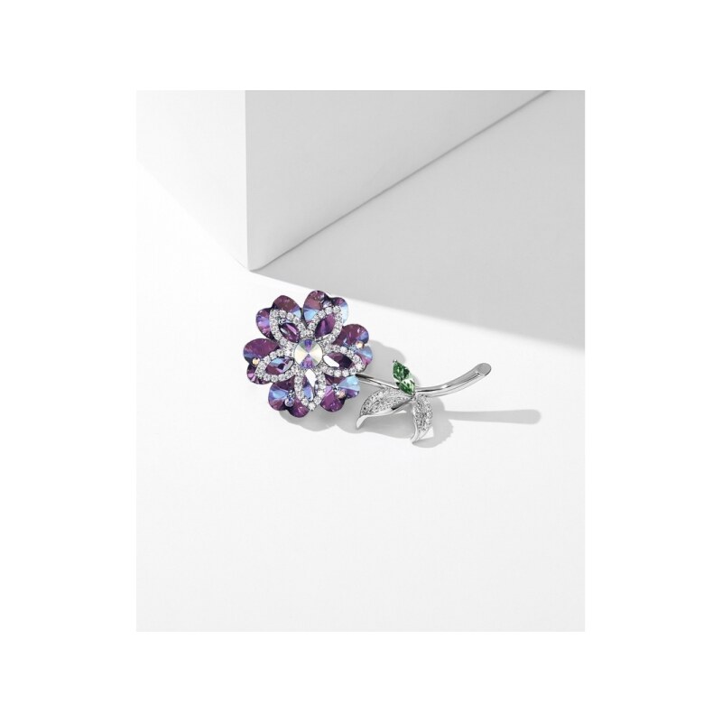 Éternelle Brož Swarovski Elements Crocetti Purple - květina