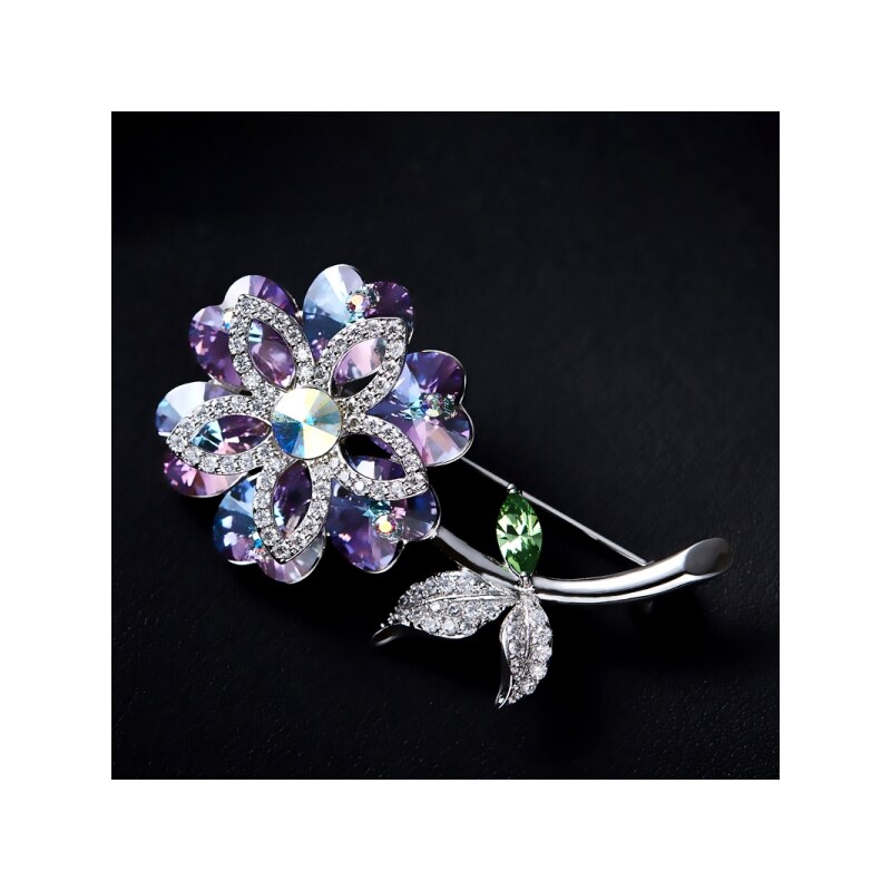 Éternelle Brož Swarovski Elements Crocetti Purple - květina