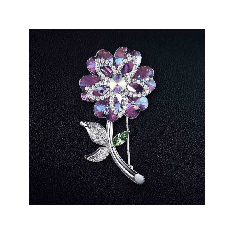 Éternelle Brož Swarovski Elements Crocetti Purple - květina