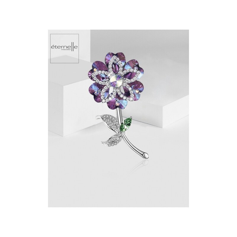 Éternelle Brož Swarovski Elements Crocetti Purple - květina