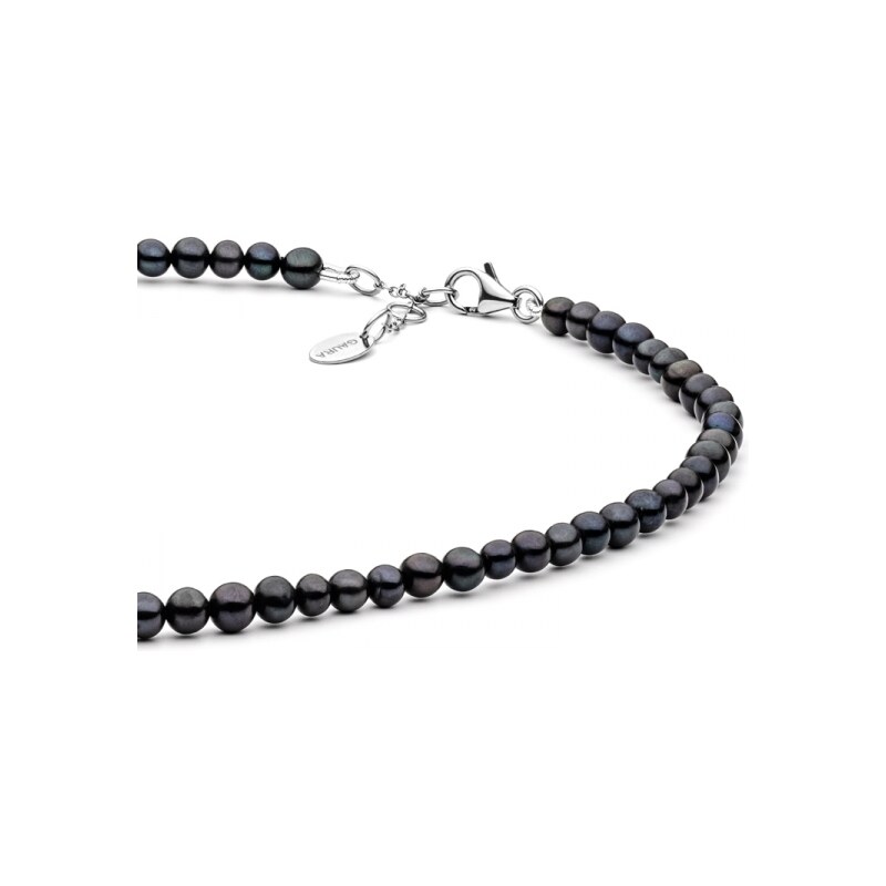 Gaura Pearls Perlový náhrdelník Enrica - černá sladkovodní perla, stříbro 925/1000