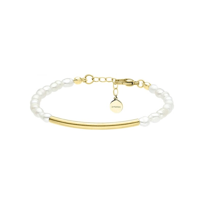Manoki Perlový náramek Ava Gold - chirurgická ocel, sladkovodní perla 115625686