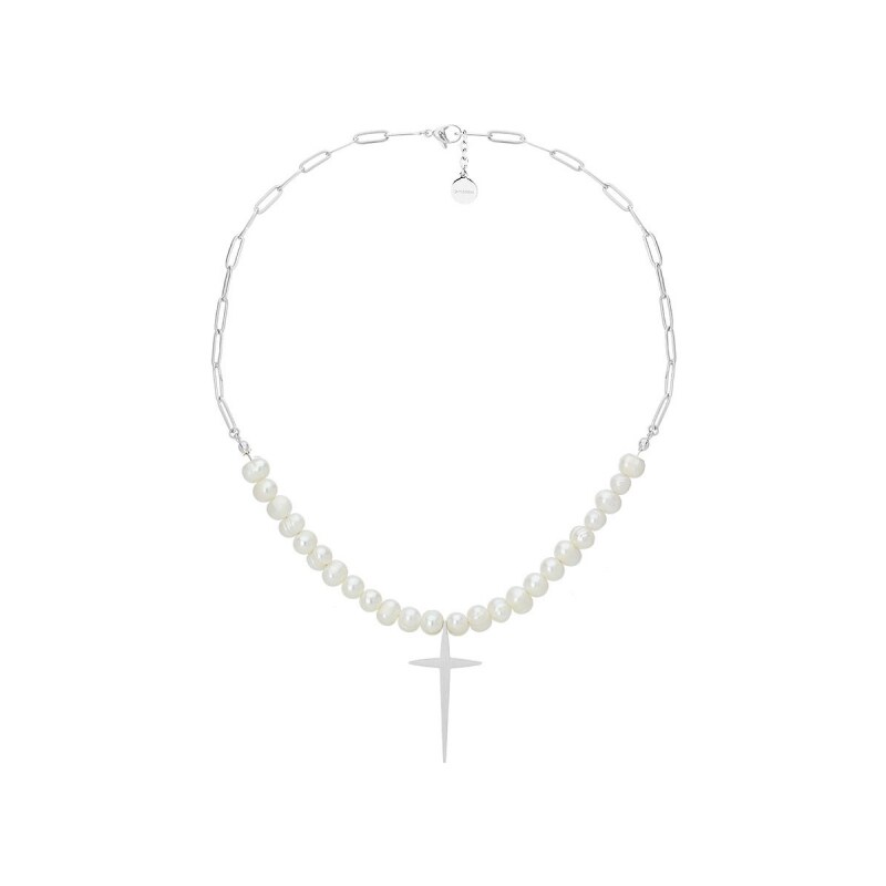 Manoki Perlový náhrdelník Deborah - kříž, sladkovodní perla