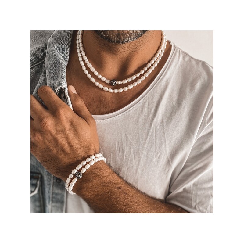 Manoki Pánský perlový náramek Joel - sladkovodní perla