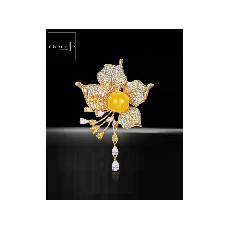 Éternelle Exkluzivní brož Swarovski Elements Leanne - exotická květina