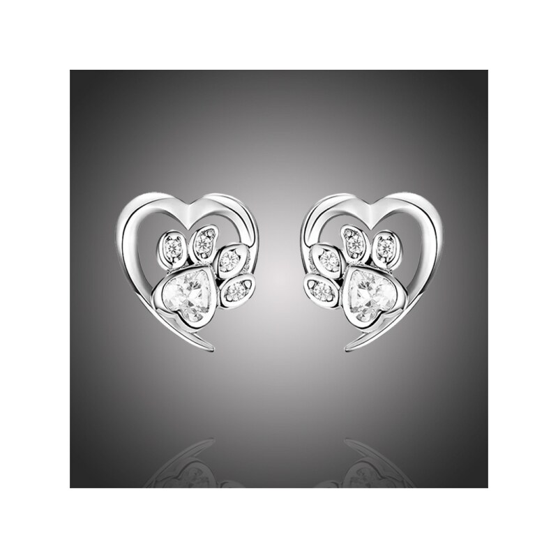 GRACE Silver Jewellery Stříbrné náušnice se zirkony Psí Tlapka, 64749505