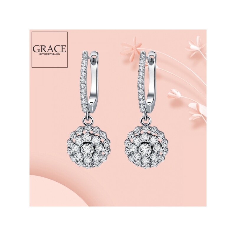 GRACE Silver Jewellery Stříbrné náušnice se zirkony Amalka, stříbro 925/1000
