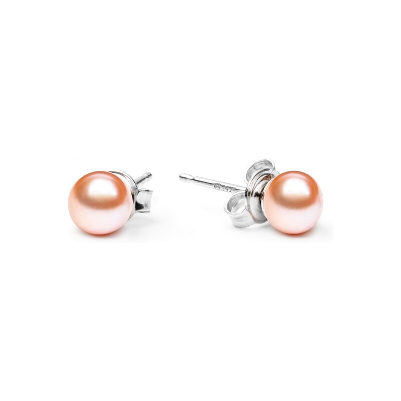 Gaura Pearls Náušnice s růžovou 5.5-6 mm říční perlou Chloe I, stříbro 65234910