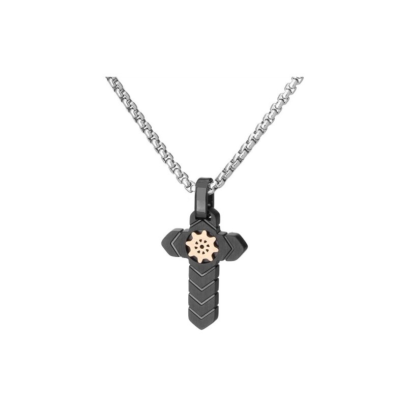 Manoki Pánský ocelový náhrdelník Vincenzo - chirurgická ocel, kříž
