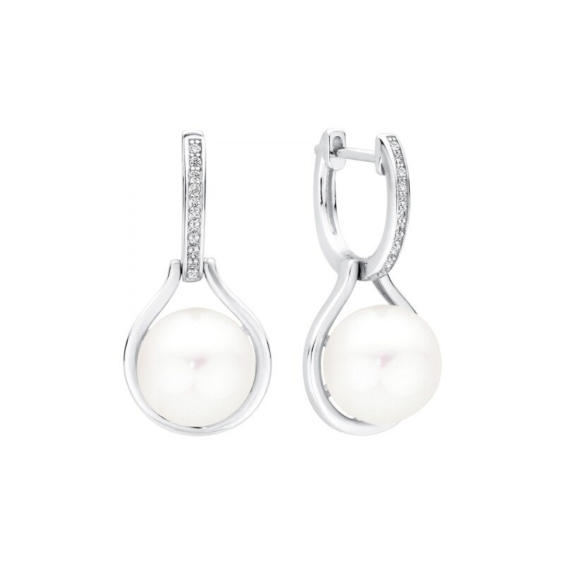 Gaura Pearls Stříbrné náušnice s bílou 10-10.5 mm perlou Armonda - stříbro 925/1000