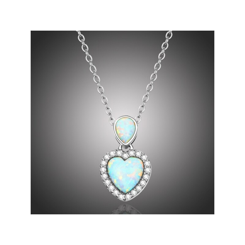 GRACE Silver Jewellery Stříbrný náhrdelník s modrým opálem Lidia