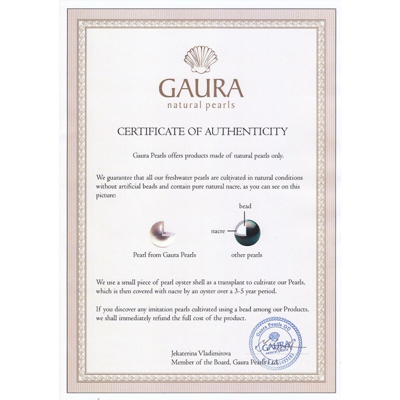Gaura Pearls Stříbrné náušnice s šedou perlou a onyxem Aurelie, stříbro 925/1000