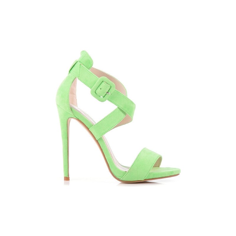 BELLE WOMEN Rozkošné zelené sandály na vysokém podpatku - YK8691GR