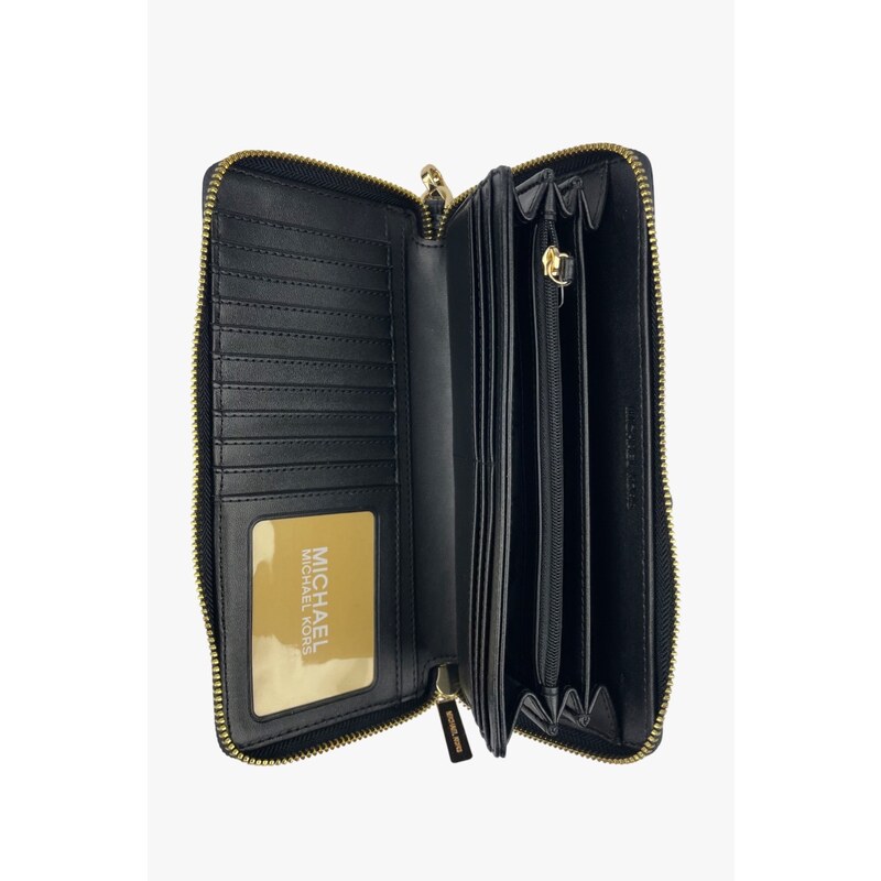 Michael Kors Jet set travel LG TRVL CONTINENTAL dámská kožená peněženka černá - zlatá