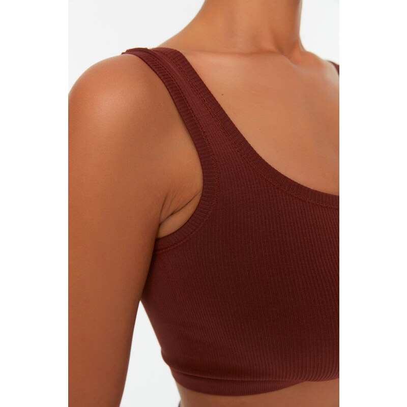 Trendyol Brown Seamless/Seamless Pile Sports Bra with Light Support/Shaping Sports Bra