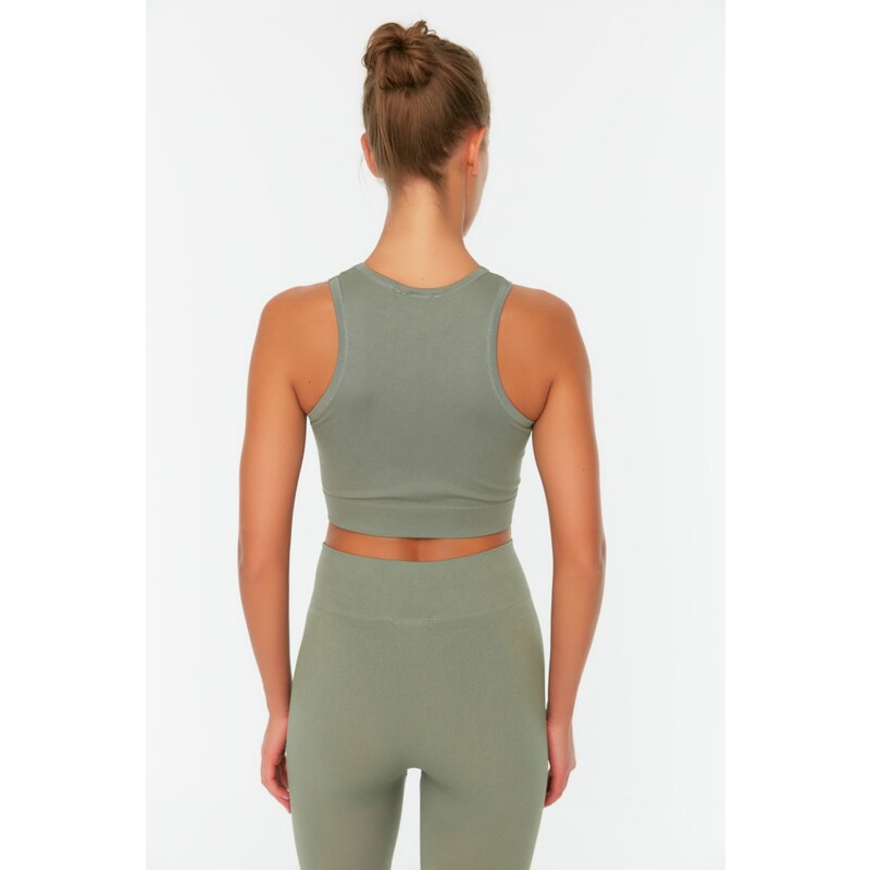 Trendyol Khaki Seamless/Seamless Lightly Supported/Shaping Knitted Sports Bra