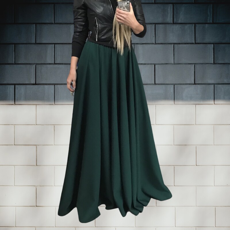 BOROS FASHION DLOUHÁ SUKNĚ - maxi sukně BOROS-SK-L-GREE01