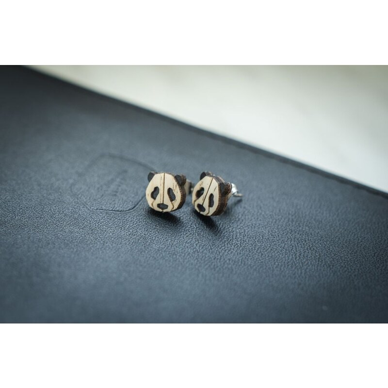 BeWooden Dřevěné náušnice Panda Earrings