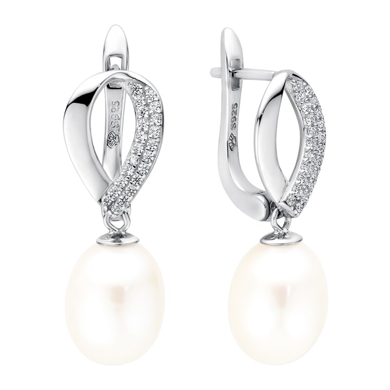 Gaura Pearls Stříbrné náušnice s bílou 9-9.5 mm perlou Amou, stříbro 67815026