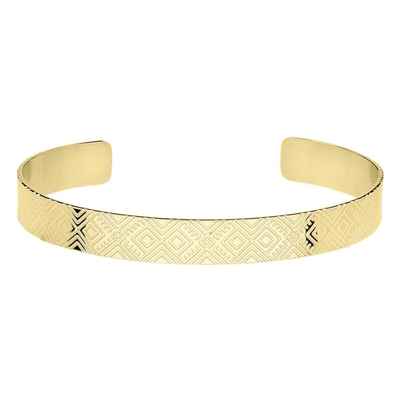 Manoki Pevný bangles náramek Mabel Gold - ocel, aztécký geometrický vzor