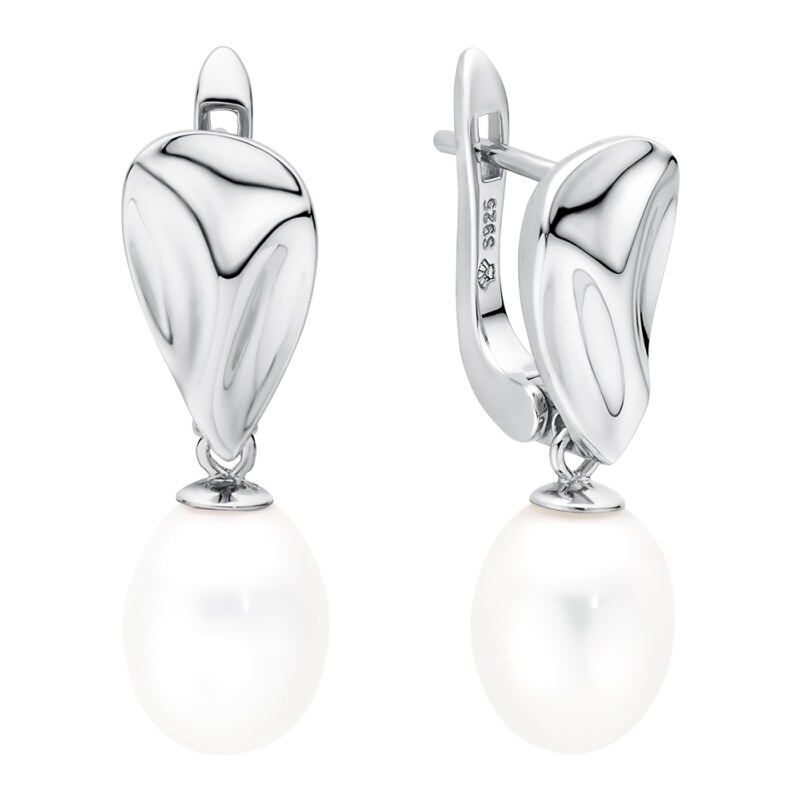 Gaura Pearls Stříbrné náušnice s bílou 8.5-9 mm perlou Helene, stříbro 67818699