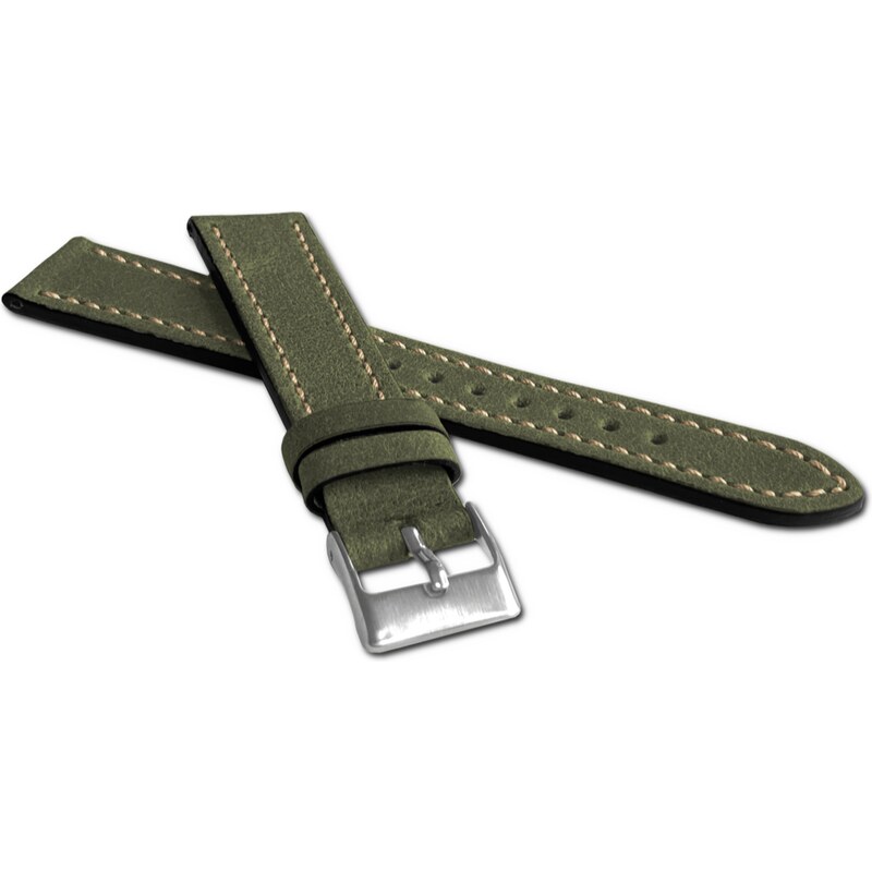 LAVVU Khaki řemínek RETRO z luxusní kuže Top Grain - 22 LSWUG22