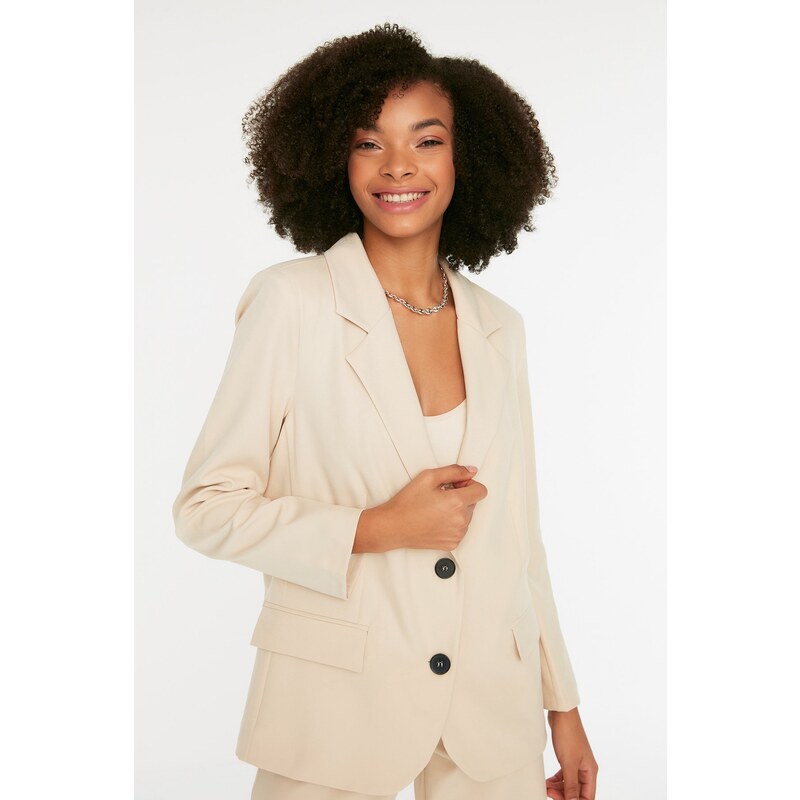 Trendyol Stone Regular Lined Woven Blazer Jacket