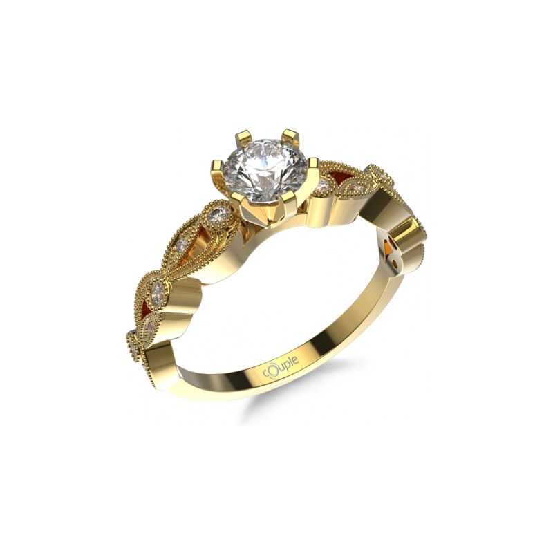 Půvabný zásnubní prsten Rosette, zlato a zirkony
