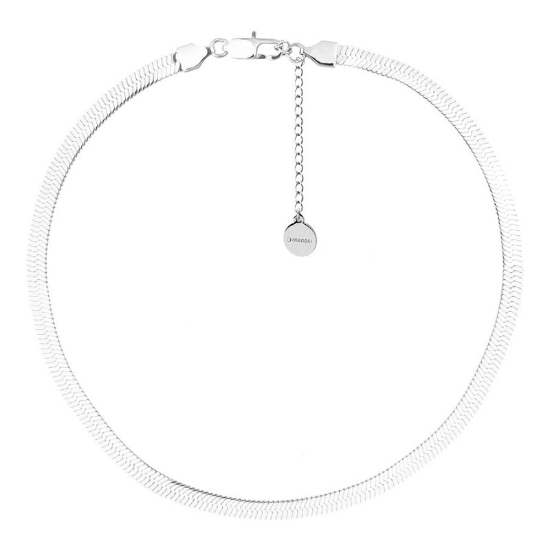 Manoki Ocelový náhrdelník Elsa 5 mm plochý had, chirurgická ocel, choker