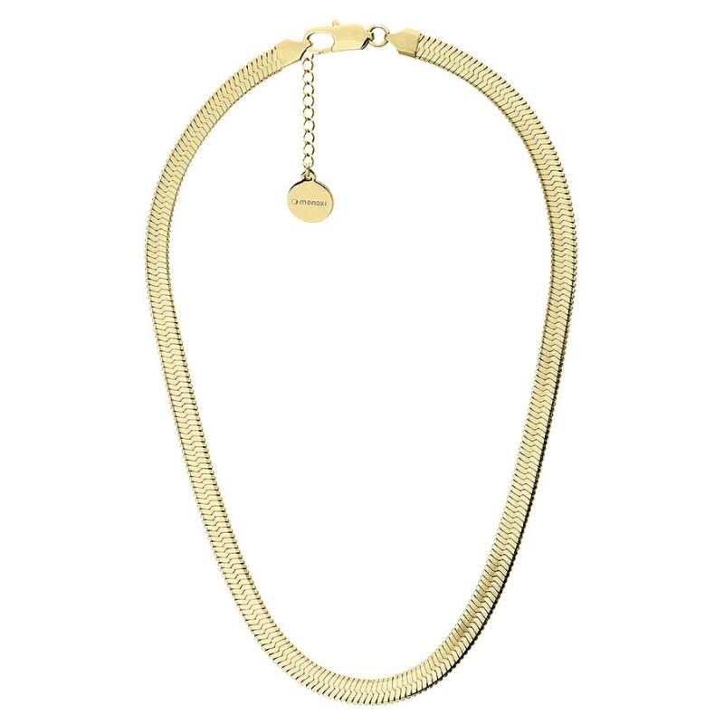 Manoki Ocelový náhrdelník Monica Gold 6.5 mm plochý had, chirurgická ocel