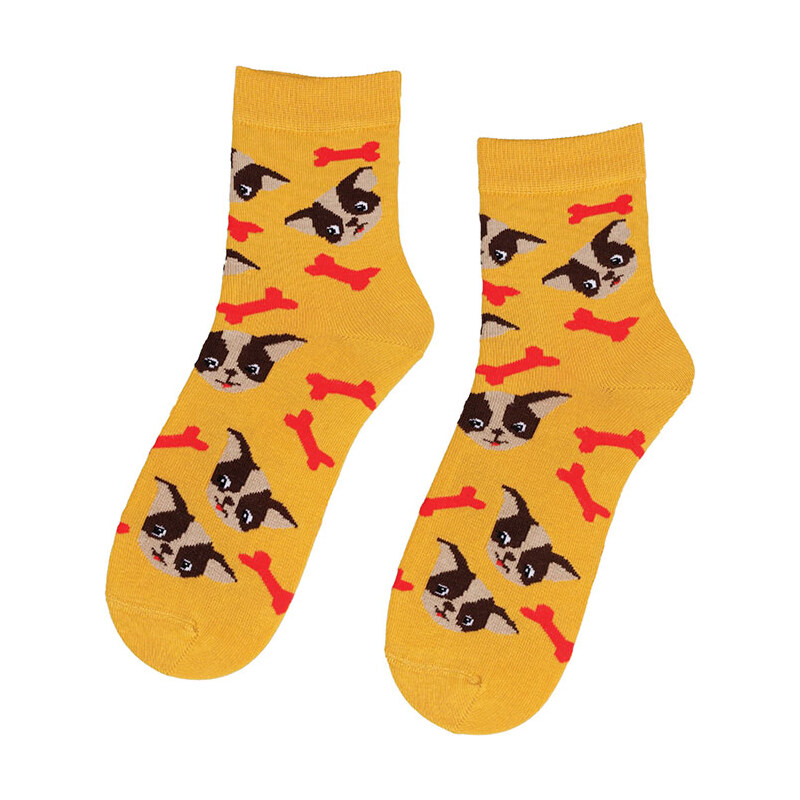 Vzorované dívčí ponožky WOLA CORGI žluté