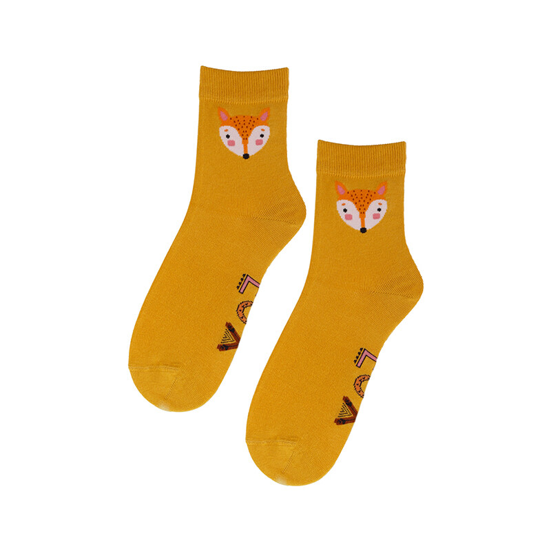 Dívčí vzorované ponožky WOLA LIŠKA žluté