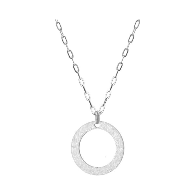 Manoki Ocelový náhrdelník Jennifer, chirurgická ocel, kruh s texturou