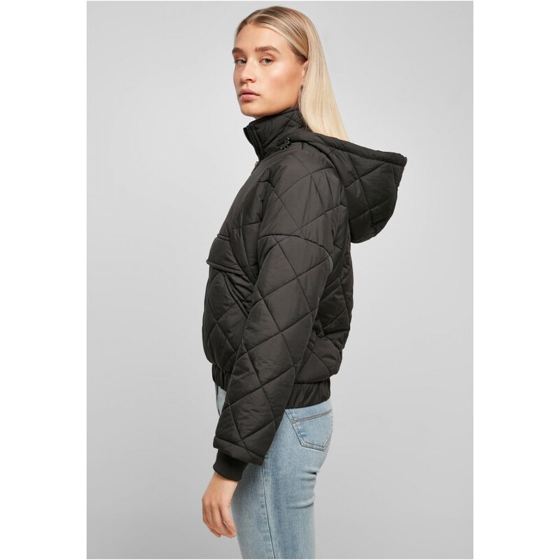 URBAN CLASSICS Ladies Oversized Diamond Quilted Pull Over Jacket - black