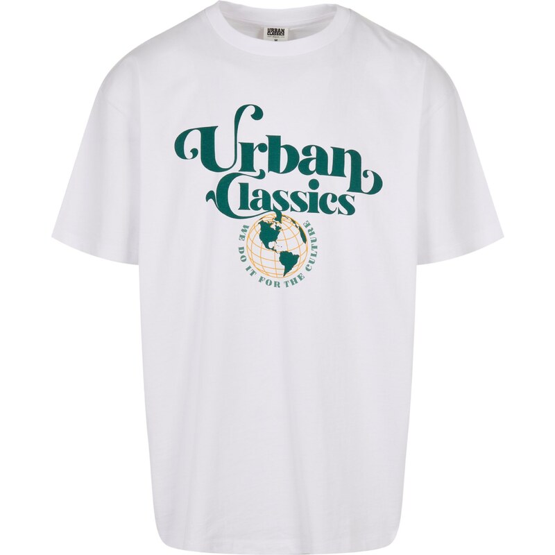 Urban Classics Tričko tmavě zelená / oranžová / bílá