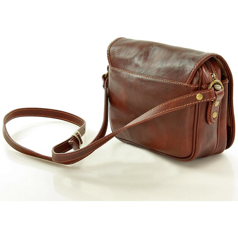 Kožená crossbody kabelka Mazzini M17M9 hnědá