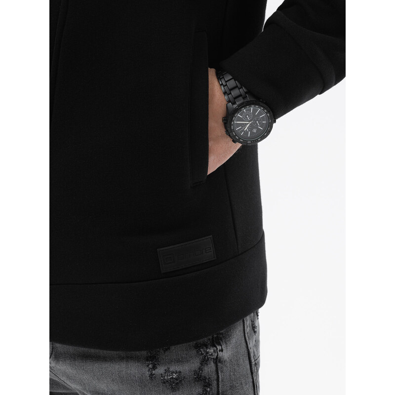 Ombre Clothing Pánská asymetrická mikina na zip BERLIN - černá B1371