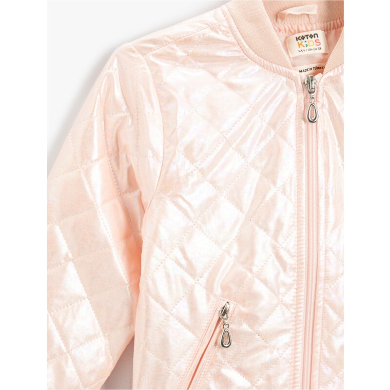 Koton Quilted Bomber Jacket Crew Neck