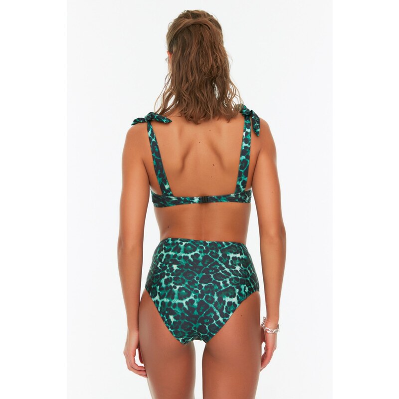 Trendyol Animal Patterned High Waist Normal Leg Bikini Bottom