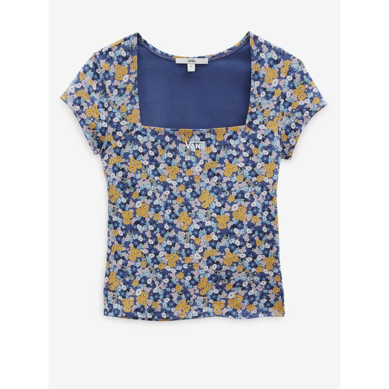 Modré dámské vzorované tričko VANS Deco - Dámské