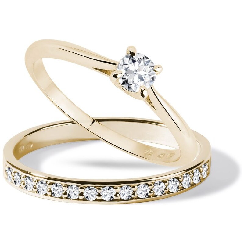 Diamantový set zásnubních prstenů ve zlatě KLENOTA S0497013