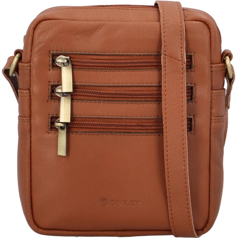 Diviley Pánská kožená crossbody taška s výraznými zipy Tinger,