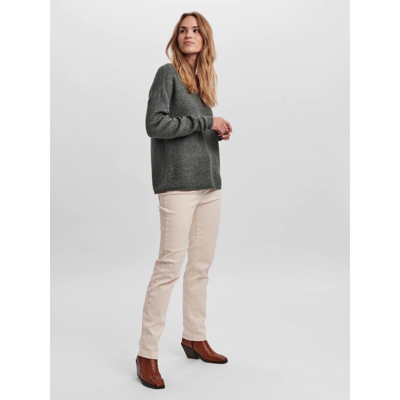 VERO MODA Svetr 'Lefile' tmavě zelená
