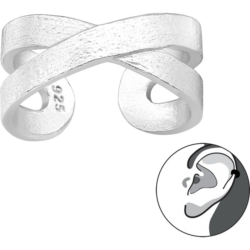 Atreya Stříbrná ear cuff záušnice CROSS LINE BRUSH 115035004
