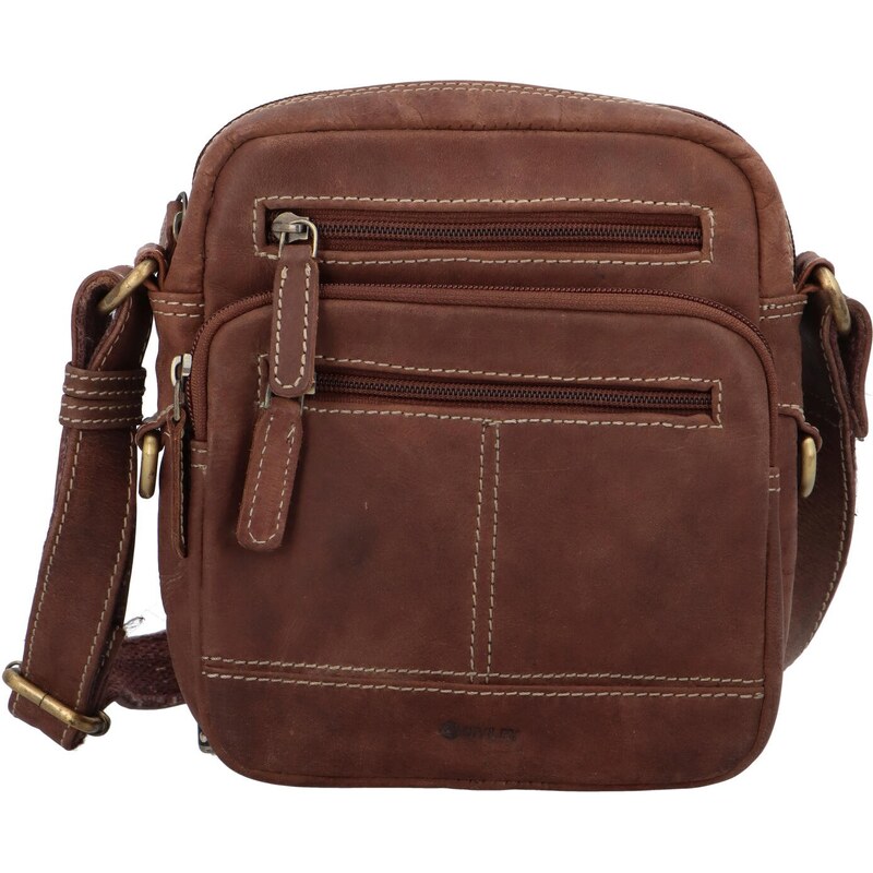 Diviley Pánská kožená crossbody taštička Boni, hnědá 11