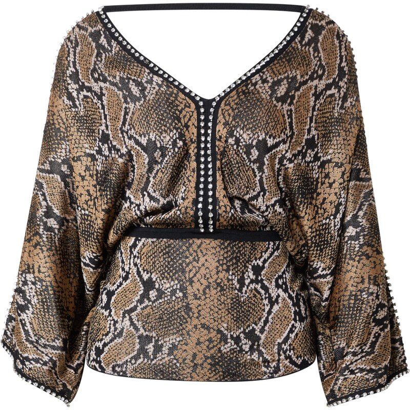 Karen Millen Halenka světle hnědá / černá / stříbrná / offwhite 109841705