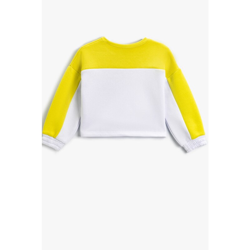 Koton Slogan Printed Color Block Sweatshirt