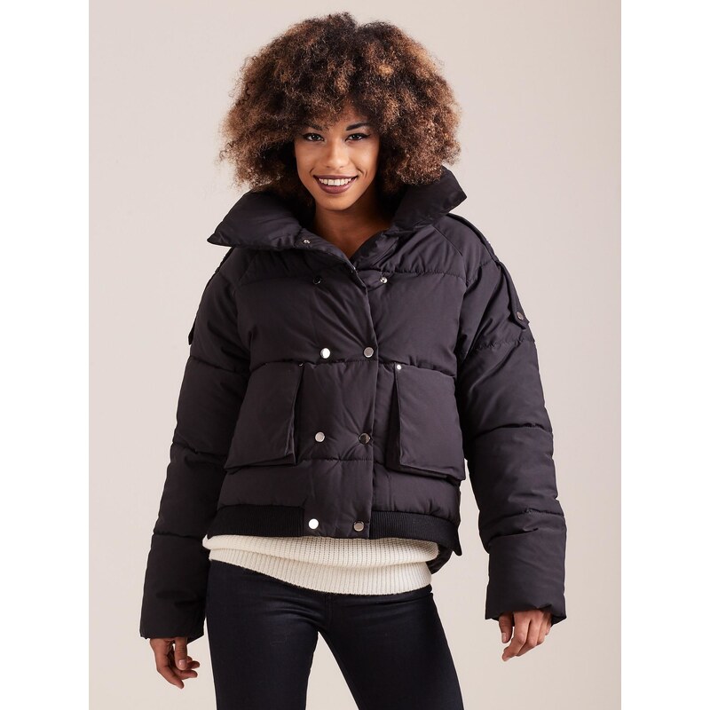 Fashionhunters Krátká černá zimní bunda 107258171